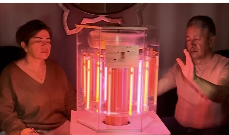 A couple relaxing during a BioCharger session