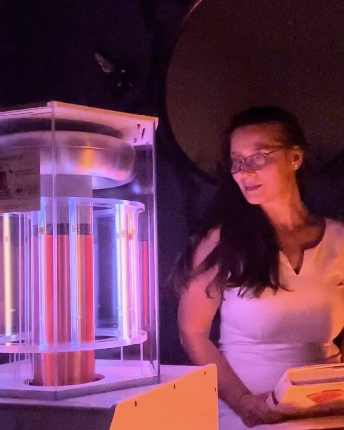 Client experiencing a Light System frequency session at Epiros Wellness